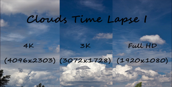 Clouds Time Lapse 4K, 3K & 1080p Pack (3-packs)