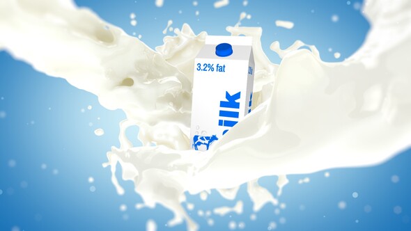 Milk Splash With Box Element 3D