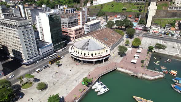 Downtown of Salvador Bahia Brazil. Historic buildings at tourism postcard.