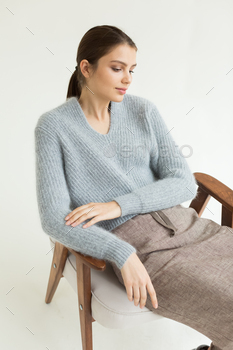 Fashion and Eco concept - beautiful Asian woman in recycled clothes in studio. / Photodune, Misc