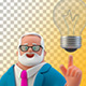 Businessman Holding Lamp Got an Idea 3D Illustration on Transparent Background - GraphicRiver Item for Sale