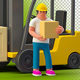 3D Man Worker near Loader with Box Container on Transparent Background - GraphicRiver Item for Sale