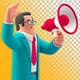 Businessman Talking Megaphone Marketing Promo 3D illustration on Transparent Background - GraphicRiver Item for Sale