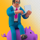 Businessman Sitting on Piggy Bank 3D Illustration on Transparent Background - GraphicRiver Item for Sale
