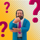 Businessman Standing Thinking Ask Question Marks 3D Illustration on Transparent Background - GraphicRiver Item for Sale