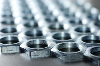 Close-up chrome metal nuts. Metal lines / Photodune, Misc