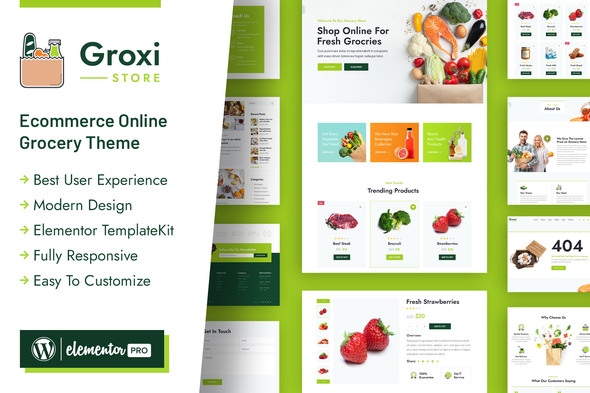 Groxi - Grocery Store Elementor Template Kit