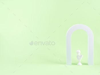 Geometric shape white arch and woman antique statue bust on green background / Photodune, Misc