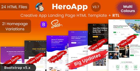 HeroApp - szablony stron docelowych HTML