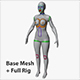 Female Base Mesh - Full Rig - Woman Girl Character Low-poly 3D model - 3DOcean Item for Sale