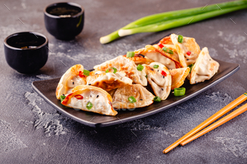 Fried dumplings served with green onions. / Photodune, Misc