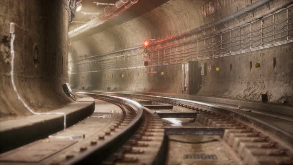 Dark Old Abandoned Metro Subway Tunnel