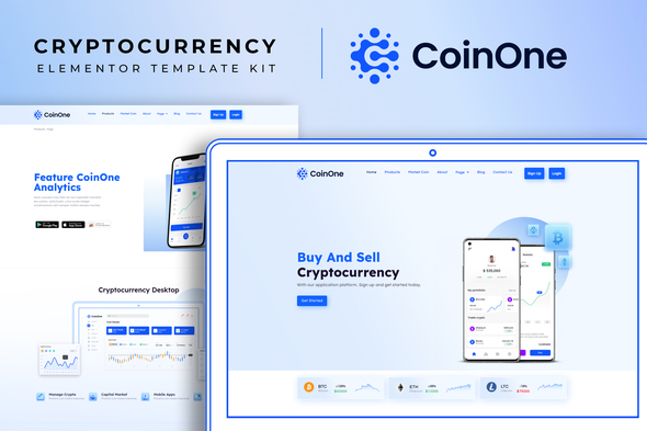 CoinOne - Cryptocurrency Elementor Template Kit