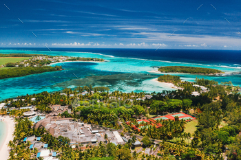 Aerial photography of the East coast of the island of Mauritius. Beautiful lagoon of the island of / Photodune, Misc