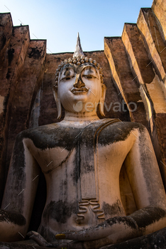 Thai Buddhism old gold Buddha statue, asian buddhist culture with ancient sculpture / Photodune, Misc