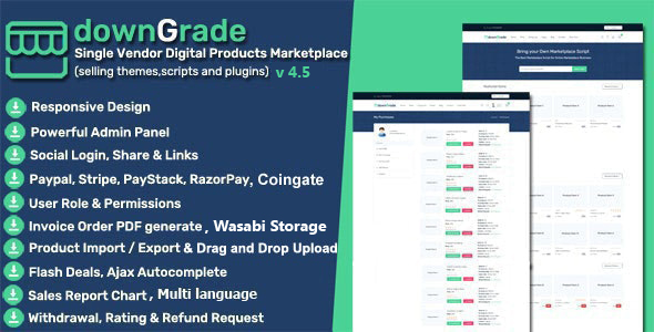 downGrade - Single Vendor Digital Products Marketplace