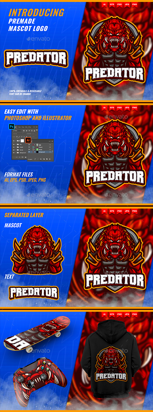 Predator Monster - Mascot Esport Logo Template