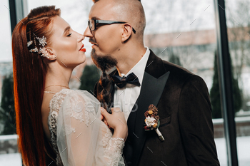 Stylish wedding couple in the interior. Glamorous bride and groom / Photodune, Misc