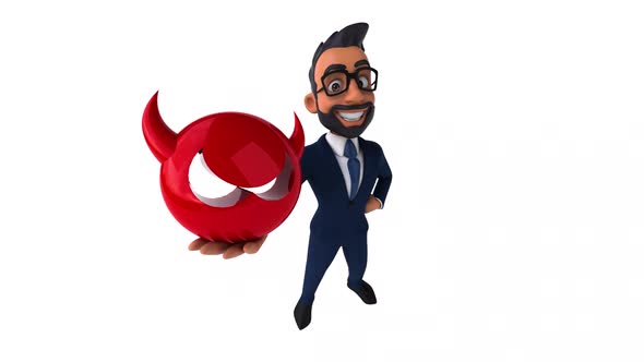 Fun 3D cartoon animation of an indian businessman