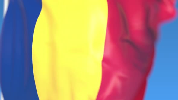 Waving National Flag of Romania