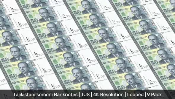 Tajikistan Banknotes Money / Tajikistani somoni / Currency с. / TJS/ | 9 Pack | - 4K