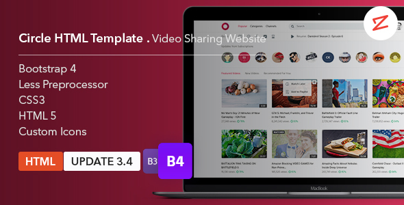 Circle – Video Sharing Website HTML Template
