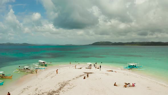 Tropical Island with Sandy Beach. Naked Island, Siargao