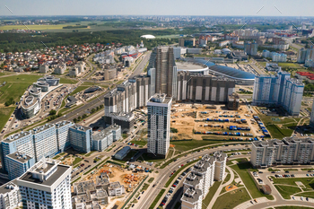 View from the height of Pobediteley Avenue in Minsk.New residential and business district in Minsk / Photodune, Misc