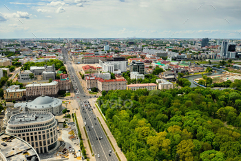 view from the height of Independence Avenue and the center of Minsk, old architecture, a fragment of / Photodune, Misc