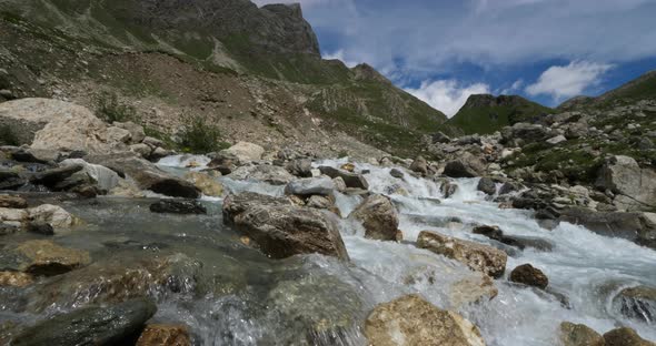 Wild river in the Vanoise natural national park, Savoie, France