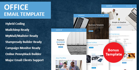 Office - uniwersalny responsywny szablon e-mail z dostępem online Stampready i Mailchimp Builders