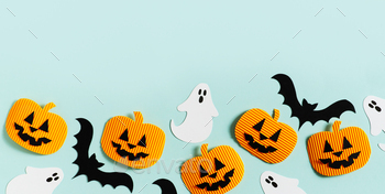 楽しい紙の装飾、カボチャ、幽霊とハロウィーンパーティーのコンセプト / Photodune, Misc