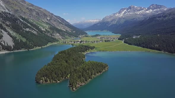 Aerial View of Engadin and Silvaplana, Switzerland