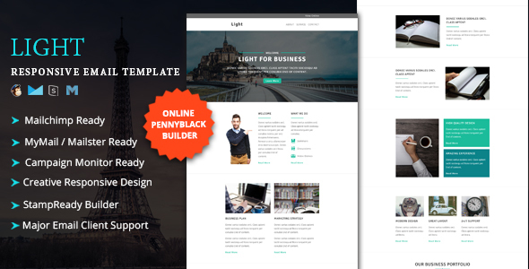 LIGHT - Multipurpose Responsive Email Template + Stampready Online Builder Access