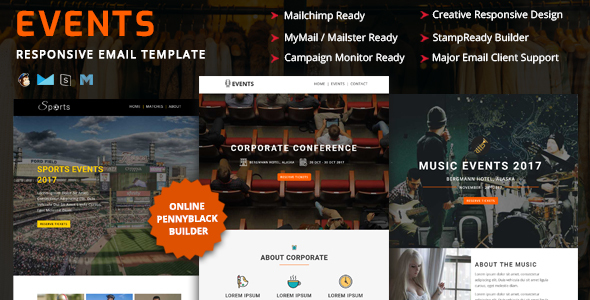 EVENTS - Multipurpose Responsive Email Templates With Online StampReady Builder Access