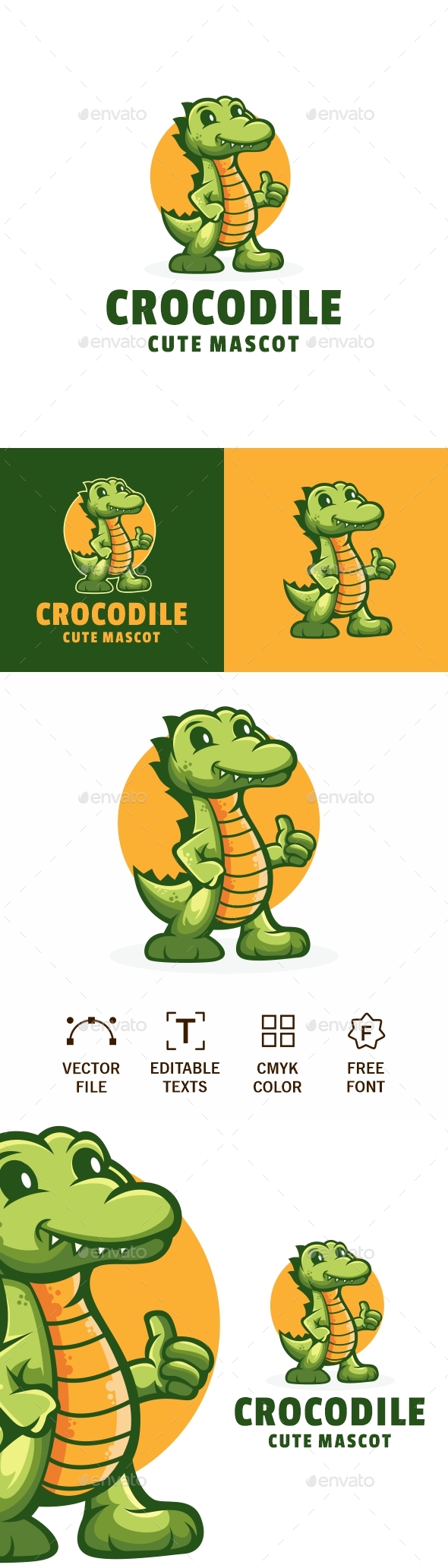 cute crocodile mascot logo