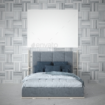 3D Modern interior of bedroom with mockup photo frame / Photodune, Misc