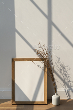 mpty wooden frame on a wooden floor