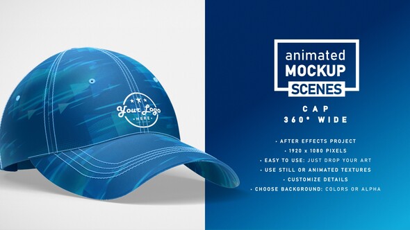 Cap Mockup Template 360º Wide - Animated Mockup SCENES