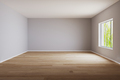 Empty room for mockup. Empty room with light wall and wooden floor.3d rendering. - PhotoDune Item for Sale
