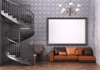 3D Mockup photo frame in Modern interior of living room / Photodune, Misc