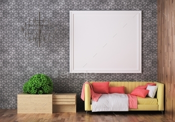 3D Mockup photo frame in Modern interior of living room / Photodune, Misc
