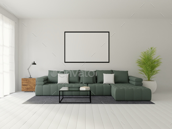 3D Mockup photo frame in Modern interior of living room / Photodune, Misc