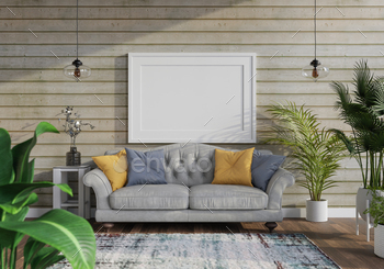 3D Mockup photo frame in Modern interior of living room / Photodune, Misc