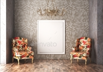 3D Mockup photo frame in Modern interior of living room / Photodune, Misc