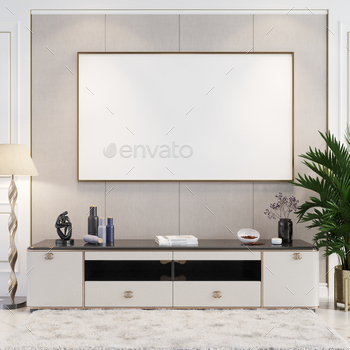 3D Mockup photo frame in Modern interior of living room / Photodune, Misc