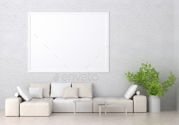 3D Mockup photo frame in Modern interior of living room / Photodune, Misc