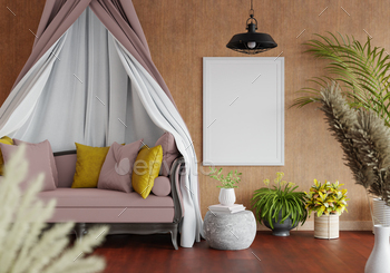 3D Mockup photo frame in Modern interior of living room / Photodune, Misc