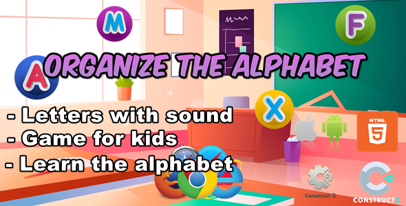 Organize The Alphabet for Kids - Educational Game - HTML5 Game - (Capx/C3p)