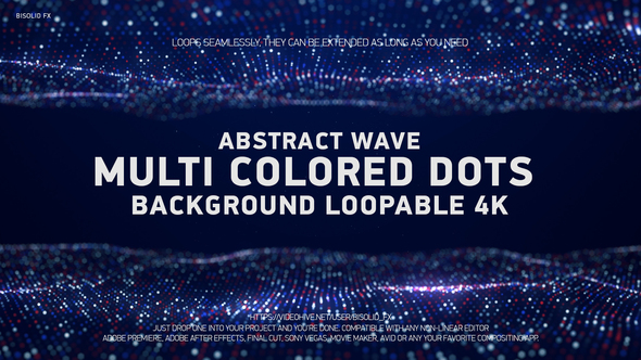Abstract Wave Multi Colored Dots Background Loopable 4K